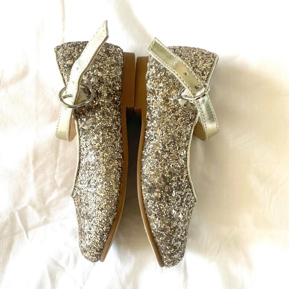 BARDOT JUNIOR girls size 8 kids gold glitter/sparkle party dress shoes ♡ - Picture 4 of 8